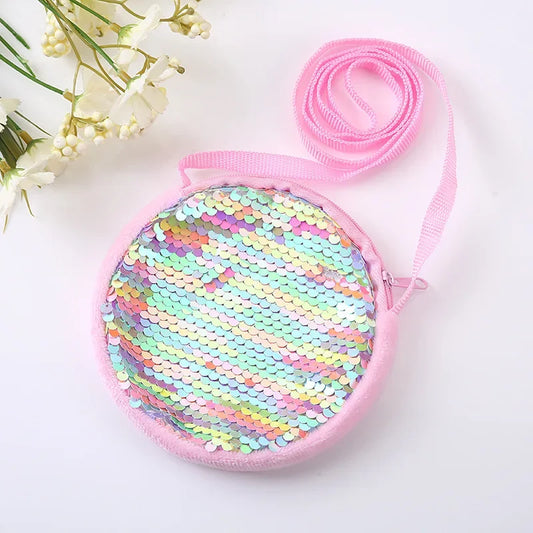 Kindergarten for 2 To 4 Years Old Girls Messenger Bag Fashion Princess Girl Baby Cute Plush Sequin Shoulder Bag Coin Purse Bags