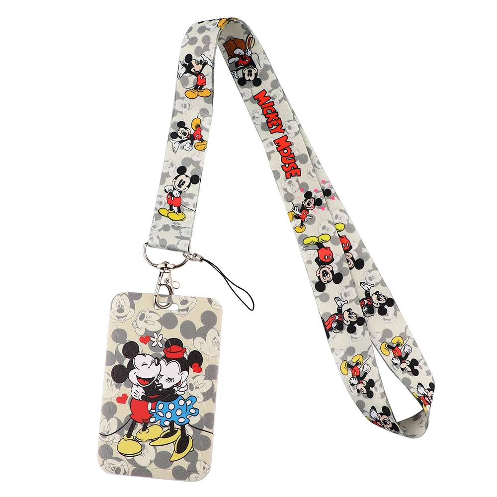 Lilo Stitch Cute Couples Lanyard For Keys Chain Credit Card Cover Pass Mobile Phone Charm Straps ID Badge Holder Key Accessories