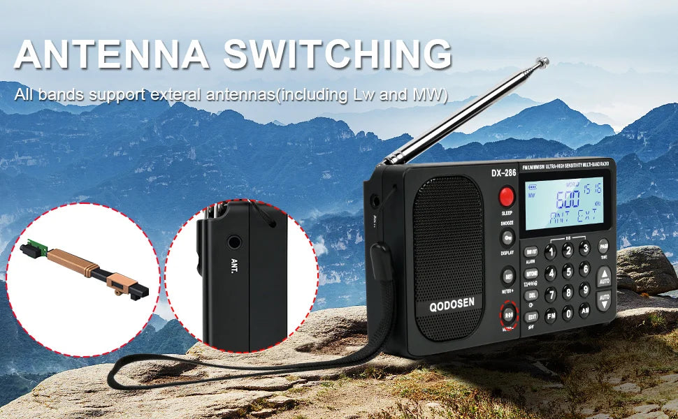 QODOSEN DX-286 Portable Radio AM/FM/LW/SW Digital World Full Band Radio with tef6686 Car Chip