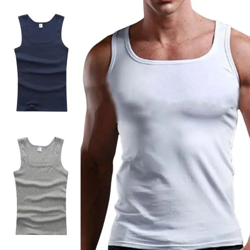 Summer Solid Square Neck Tank Top Cotton Black White Gray Women Men Plus Size Clothing Tank Singlets Sleeveless Fitness Vest