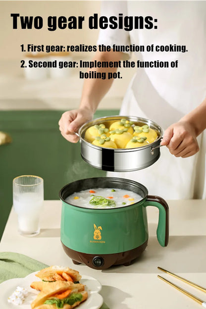 Mini Electric Cooker For Home Kitchen 2 People Food Noodle Steam Cooking Machine Single/Double Layer Multifunction Non-stick Pan