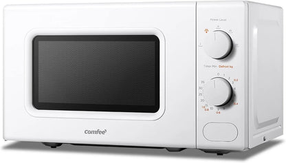 COMFEE 700W 20L Black Microwave Oven With Compact Design, 5 Cooking Power Levels, Quick Defrost Function, Kitchen Manual Timer