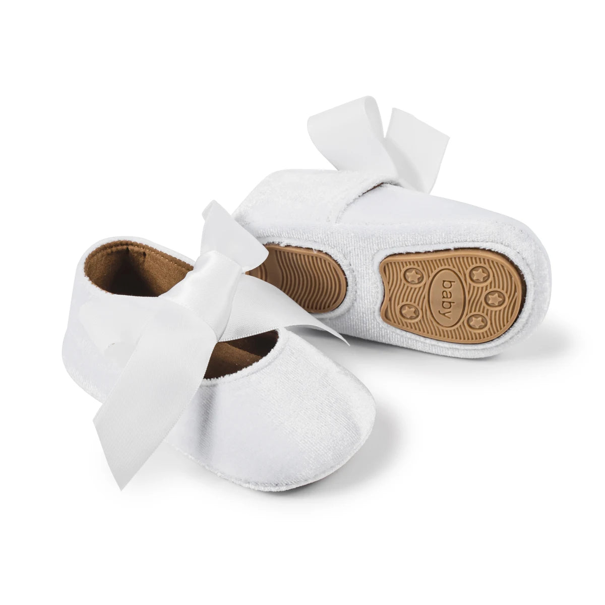 Baby Girl Shoes Bowknot Flats Wedding Princess Dress Shoes Ballet Slippers Non-slip Rubber Sole Toddler First Walking Crib Shoes