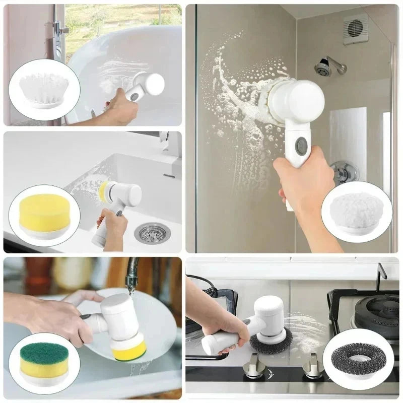 Xiaomi MIJIA Electric Scrubber Spin Cleaning Brush Power Scrubber With 5Replaceable Brush Heads Electric Cleaning Brush Bathroom