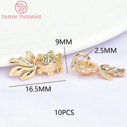 (129) 12x23MM 24K Gold Color Plated Brass Fish Charms Pendants High Quality Jewelry Accessories