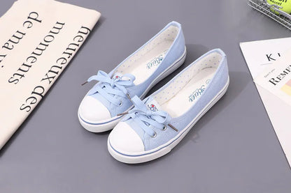 Women's Canvas Small White Shallow Cut Summer Flat Sport Casual Ladies Soft Shoessneakers Zapatillas Deporte Platform Sneakers