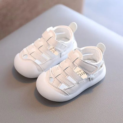 Baby Sandals Summer Infant Beach Shoes Baby Boy Girl Sandals Newborn First Walkers Soft PU Leather Close-toed Sandals For Baby