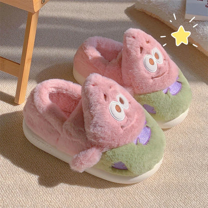 Parent-child Home Slippers Women Bedroom Non Slip Soft Sole Baby Shoes Winter Cute Plush Cotton Slippers Man Couple Slipper