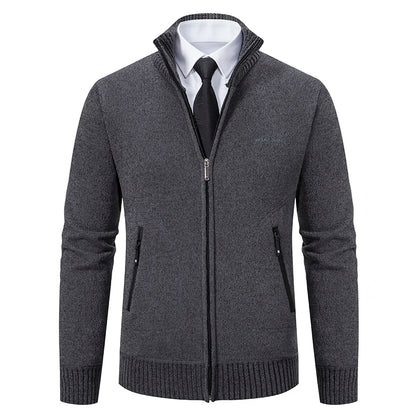 2023 Knitwear Spring and Autumn Men's Stand-up Collar Thick Warm Cardigan Sweater Winter Loose Casual Coat