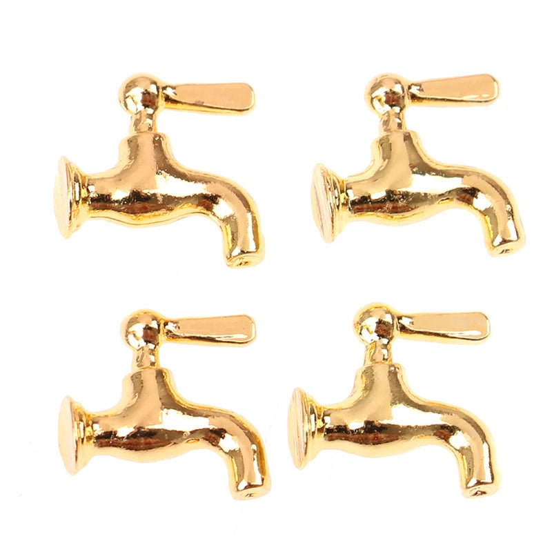 1-12pcs Dollhouse Miniature Faucet simulation model 1:12 Miniature Metal Water Tap Faucet Dollhouse Kitchen Bathroom Accessories