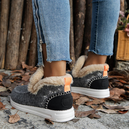 2024 New Ladies Slip on Comfortable Ankle Boots Women Winter Warm Plush Fur Snow Boots Suede Shoes Female Footwear Femininas