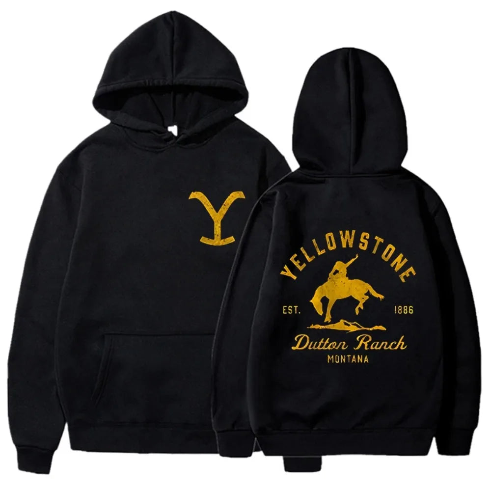 Classic Fashion Yellowstone Dutton Ranch Printed Hoodies for Men and Women Buttoned Hoodied Jersey Sweatshirt Tops