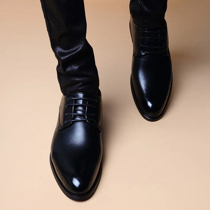 Men Wedding Leather Business Men's Dress Pointed Casual Youth British Style Inner Heightening Spring 2024 New Arrivals Shoes