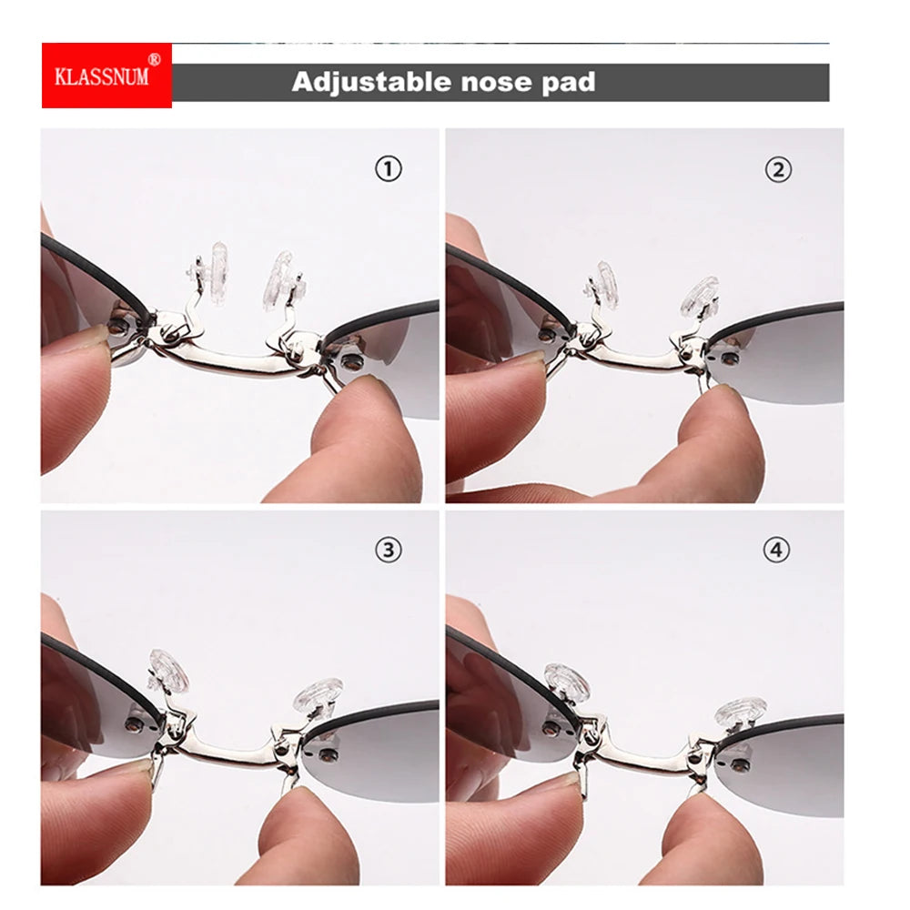 Clip On Nose Glasses Sunglasses Round Rimless Clip-On Driving Glasses Vintage Women Men Eyeglasses UV400 Eyewear Accessories 1PC