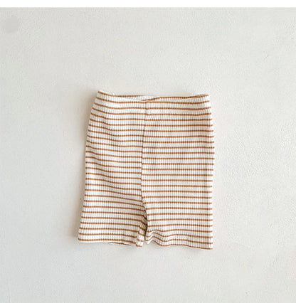 2024 Baby Girls Shorts Ribbed Elastic Striped Trousers Pants Fashion Kids Casual Infant Clothing Korean Style Toddler Short 0-2Y