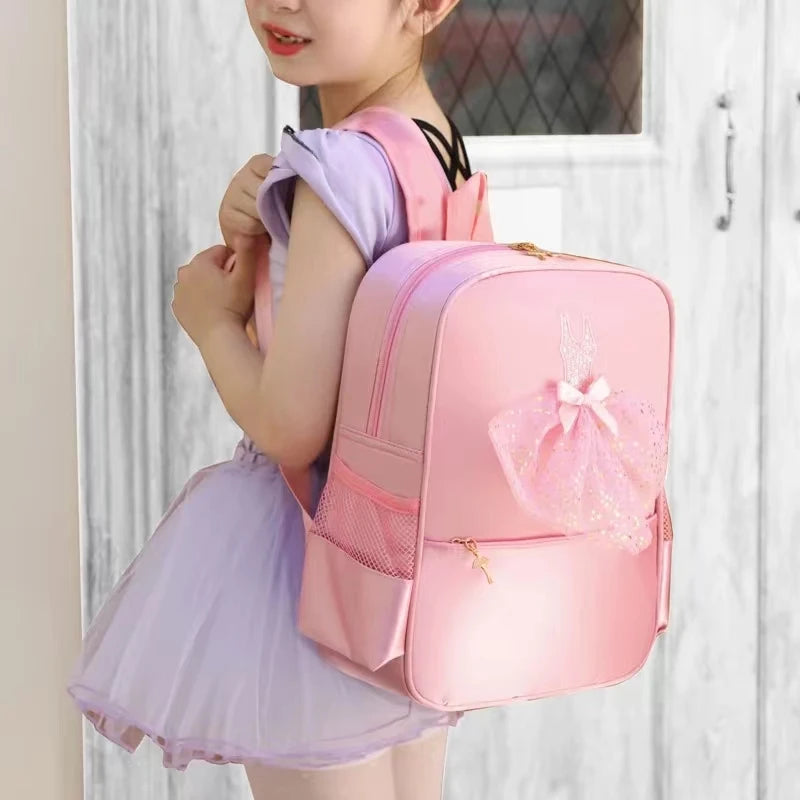 Fashionable Kids Boutique Dance Bag Pink and Purple Children Cute Waterproof Yoga Backpack for Girls