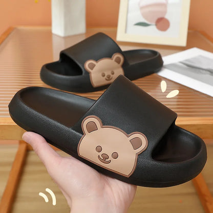 Bear Slippers Women Summer Flip Flops Cute Cartoon Cloud Shoes For Bathroom Indoor Outdoor Wear Soft Thick Beach Men Sandals