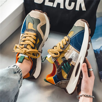 Fashion Designer Men Shoes Dissolve Thick Shoes Casual Sneakers Men Platform Trend  Chunky Sneakers Walking Shoes