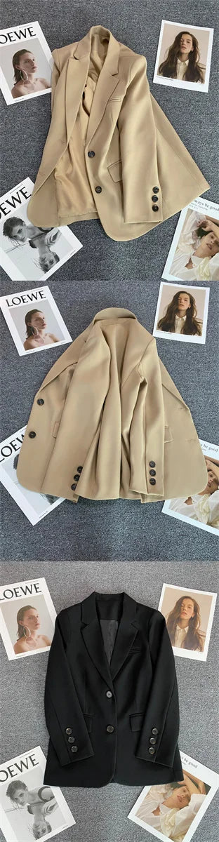 Women Jacket New in Korean Fashion Small Suit Top Brown Suit Coat Clothes Loose Straight Temperament Slim Blazer for Women Chic