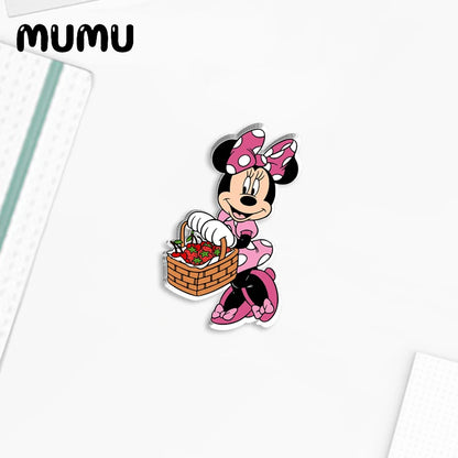 2024 New Minnie Mouse Lapel Pin Cartoon Acrylic Brooches Handmade Epoxy Jewelry Shirt Bag Badge