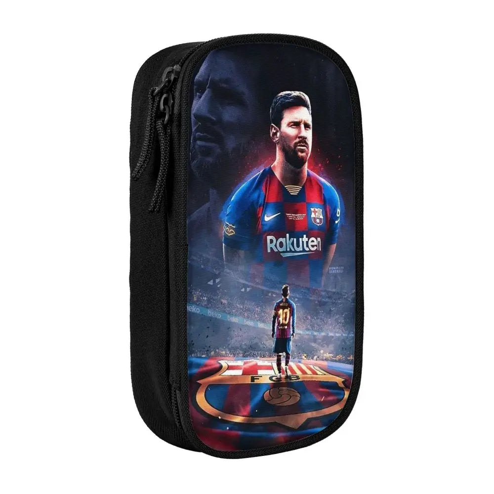 Football Messi Pencil Cases for Fan Soccer Lover Messied Pen Holder Bag Student Big Capacity Students School Gifts Pencil Pouch