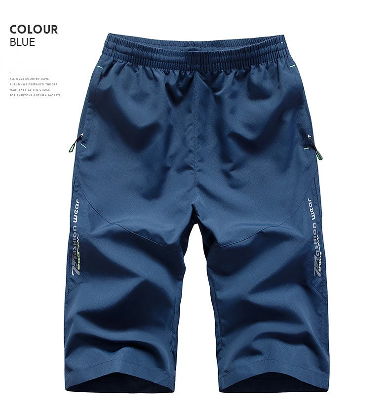 Summer Sports Cropped Trousers Quick-drying Large Size 7XL 8XL Men's Casual 3/4 Pants Thin Workout Mens Fashion Baggy Shorts