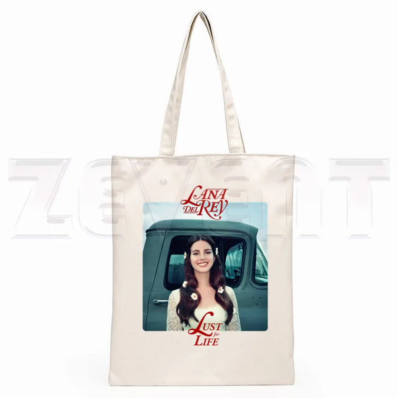 Lana Del Rey LOGO Printed Graphic Hipster Cartoon Print Shopping Bags Girls Fashion Casual Pacakge Hand Bag