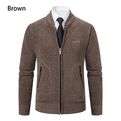 2023 Knitwear Spring and Autumn Men's Stand-up Collar Thick Warm Cardigan Sweater Winter Loose Casual Coat