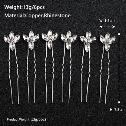 Rhinestone Hair Pins Forks Clips for Women Bridal Wedding Hair Accessories Pearl Hairpins Bride Headpiece Jewelry Gift Wholesale