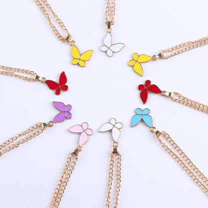 20Pcs/Lot Korean New Butterfly Pendant Necklace for Women Gilrs Cute Lovely Neck Jewelry Accessories Birthday Gifts