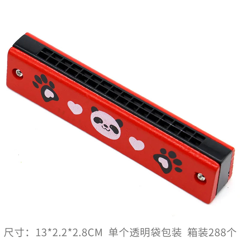 16 Holes Cute Harmonica Musical Instrument Montessori Educational Toys Cartoon Pattern Kids Wind Instrument Gift for Boy Girl