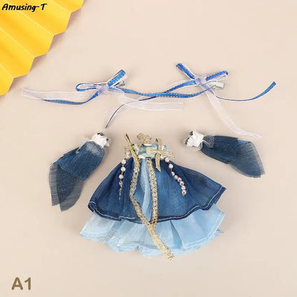 1set 16CM Chinese Style Doll Hanfu Clothing Dress Doll Ancient Costume Gown Dolls Clothes Accessories Dress Up Toys  For Girls