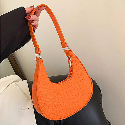 Candy Color Advanced Design Texture Armpit Handbags Felt Shoulder Bags For Women Women's Subaxillary Bag Purses Crescent Bag