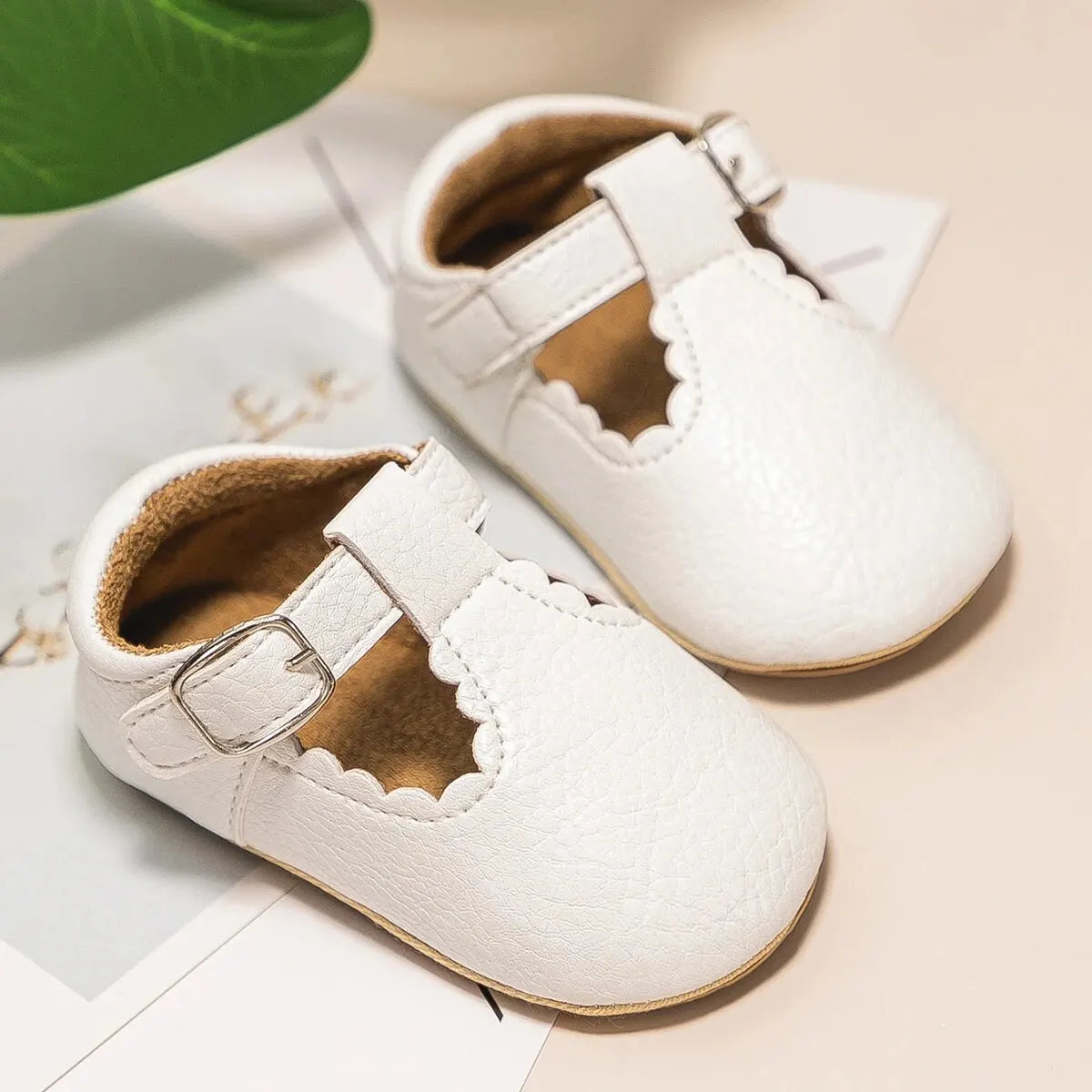 Meckior Baby Shoes Newborn Flats Dress Shoes Infant Rubber Sole Anti-slip PU Leather Party Wedding Princess Baby Girl Shoes 0-18