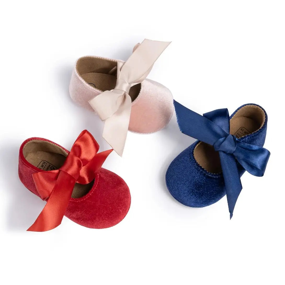 Baby Girl Shoes Bowknot Flats Wedding Princess Dress Shoes Ballet Slippers Non-slip Rubber Sole Toddler First Walking Crib Shoes