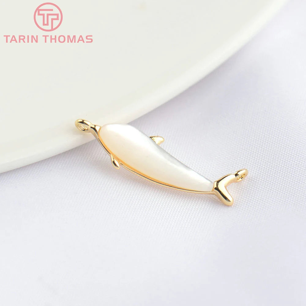 (129) 12x23MM 24K Gold Color Plated Brass Fish Charms Pendants High Quality Jewelry Accessories