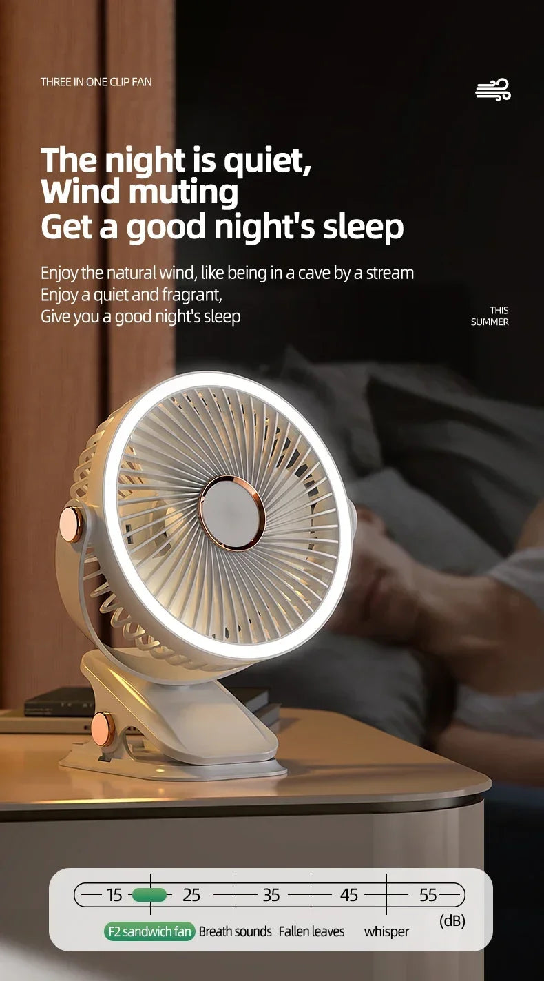 Xiaomi 8000mAh Clip-on Fan 3 Speed Quiet Rechargeable Desktop Portable Air Circulator Wireless Fan With LED Light Camping Home