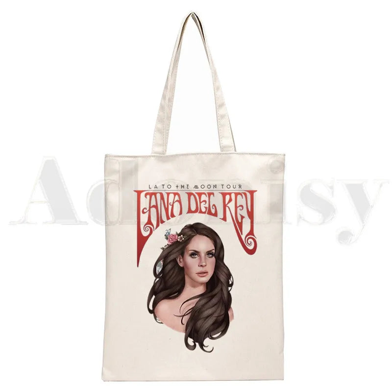 Lana Del Rey LOGO Printed Graphic Hipster Cartoon Print Shopping Bags Girls Fashion Casual Pacakge Hand Bag