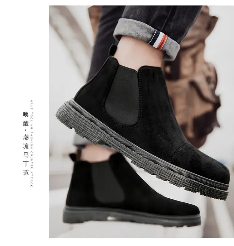 Classic Chelsea Boots for Men British Retro Short Boots Fashionable Versatile Casual Boots Brand High Top Casual Walking Shoes