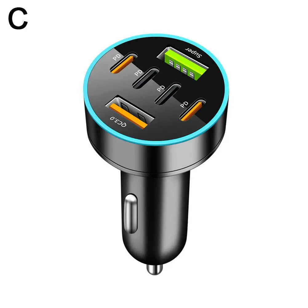 Digital Display Car With 4 Usb Car Charger Adapter 66w Fast Charging PD Head Phone Mobile Charging Car Charging Accessories