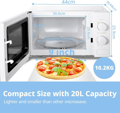 COMFEE 700W 20L Black Microwave Oven With Compact Design, 5 Cooking Power Levels, Quick Defrost Function, Kitchen Manual Timer