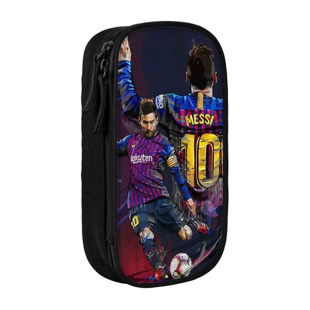 Football Messi Pencil Cases for Fan Soccer Lover Messied Pen Holder Bag Student Big Capacity Students School Gifts Pencil Pouch