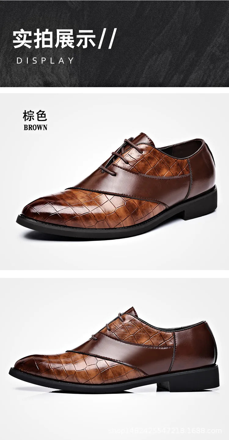 Luxury  Leather Shoes for Men Brand Derby Shoes for Men Pointed Toe Lace-up Men's Formal Shoes Handmade Business Footwear 2024