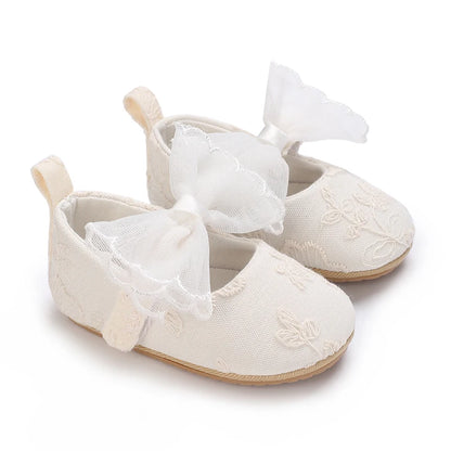 HAIZHIW 0-18 Months Cute White Lace Baby Girl Princess shoes Baby Shoes Bow Fringe Rubber Soled Non-slip Footwear Crib Shoes