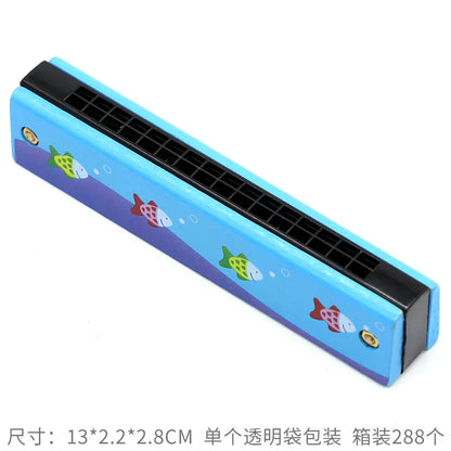 16 Holes Cute Harmonica Musical Instrument Montessori Educational Toys Cartoon Pattern Kids Wind Instrument Gift for Boy Girl