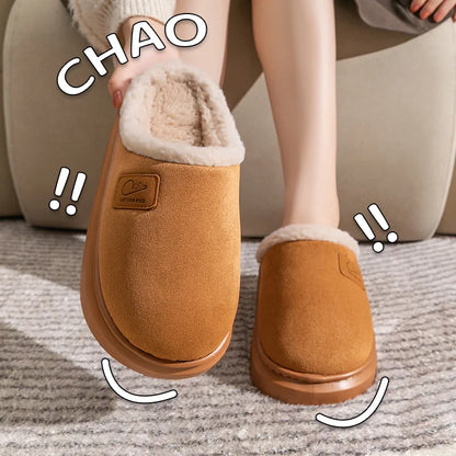 Comwarm Winter Plush Slippers For Women Indoor Antiskid Warm Cotton Slippers Fur Fluffy Flat Home Slides Lady Casual Furry Shoes