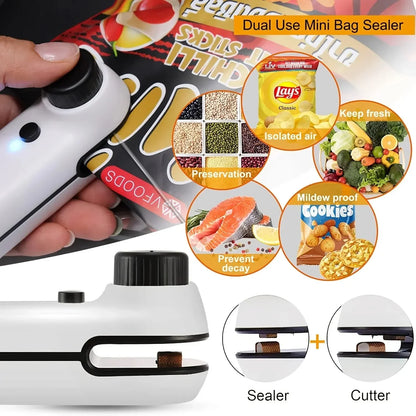 Xiaomi Mini Heat Sealer Rechargeable 2 In 1 Plastic Package Snack Sealer Clip Bag Handheld Heat Sealer Plastic Bag USB