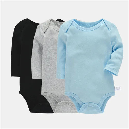 Lawadka 3Pieces/lot Bodysuit For Newborns Cotton Long Sleeve Infant Baby Girls Boys Jumpsuit Soft Solid Baby's Rompers 3-24Month