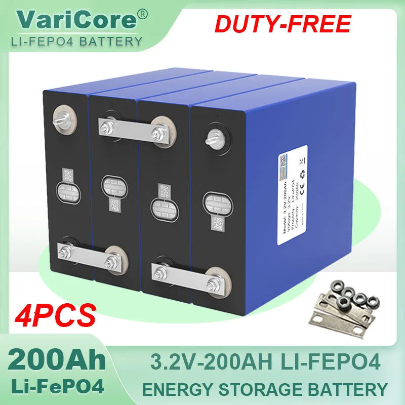 4PCS 3.2V 280Ah 202Ah 105Ah 100ah LiFePO4 Rechargeable battery DIY 12V for Electric car RV Solar Energy Golf Cart TAX FREE