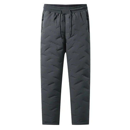 Winterhose aus Baumwolle mit Daunenfüllung für Herren, lässig, wasserdicht, mit Reißverschlusstasche, dicke Wolle, warme Hose, Jogger, Outdoor, kältebeständige Skihose, 7XL